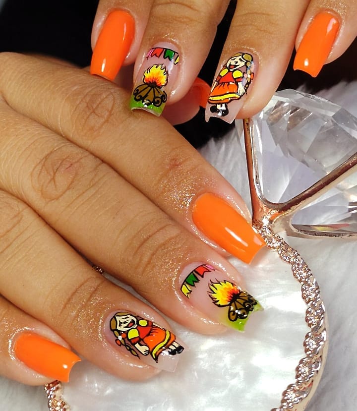 unhas para festa junina